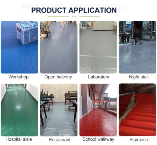 anti slip rubber mat Malaysia close-up round stud PVC surface texture waterproof non-slip BU-00015 Blue Box Selangor