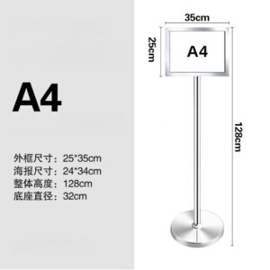 A4 display sign board stand Malaysia – BPDM heavy duty stainless steel 1250mm portrait orientation safety sign