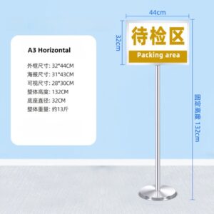 Coated stainless steel A3 sign stand frame detail – heavy duty BPDM Malaysia