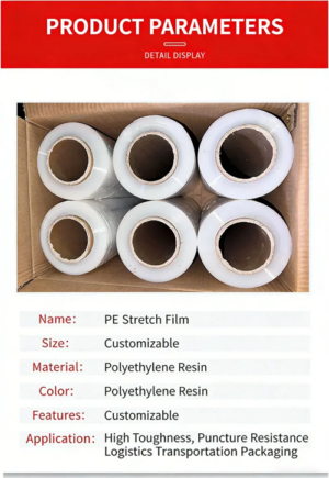 Hand Roll Stretch Film – roll dimension reference shot with measuring scale