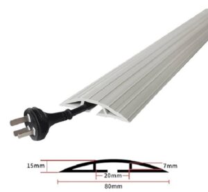 5-Channel White Rubber Cable Cover 1m – Full cable cover product shot, 1m length, on white background Cable Cover Malaysia