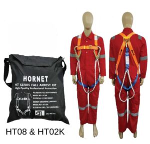 HORNET Full Body Harness HT08K + HT02 – In-use shot — worker wearing harness on elevated worksite HORNET Full Body Harness – in-use shot — worker wearing harness on elevated worksite
