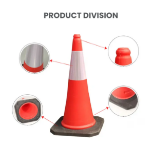 75cm PE Road Cone, Black Base – Close-up of the black base and body-to-base join Road Cone 75cm Malaysia