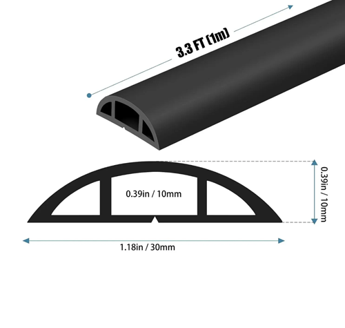 10-Channel Rubber Cable Cover 1m – Full cable cover product shot, 1m length, on white background Cable Cover 10 Channel Malaysia