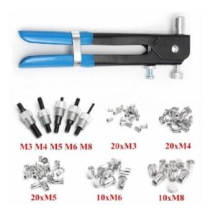 86pcs Rivet Nut Gun Kit M3-M8 – Close-up of the rivet gun showing the handles and nosepiece Rivet Nut Gun Malaysia