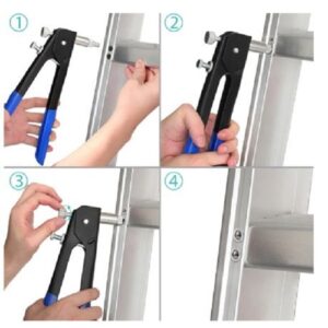 86pcs Rivet Nut Gun Kit M3-M8 – In-use shot — rivet nut being set into a sheet metal panel Rivet Nut Gun Malaysia