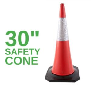 75cm PE Road Cone, Black Base – Full cone product shot, standing upright, on white background Road Cone 75cm Malaysia